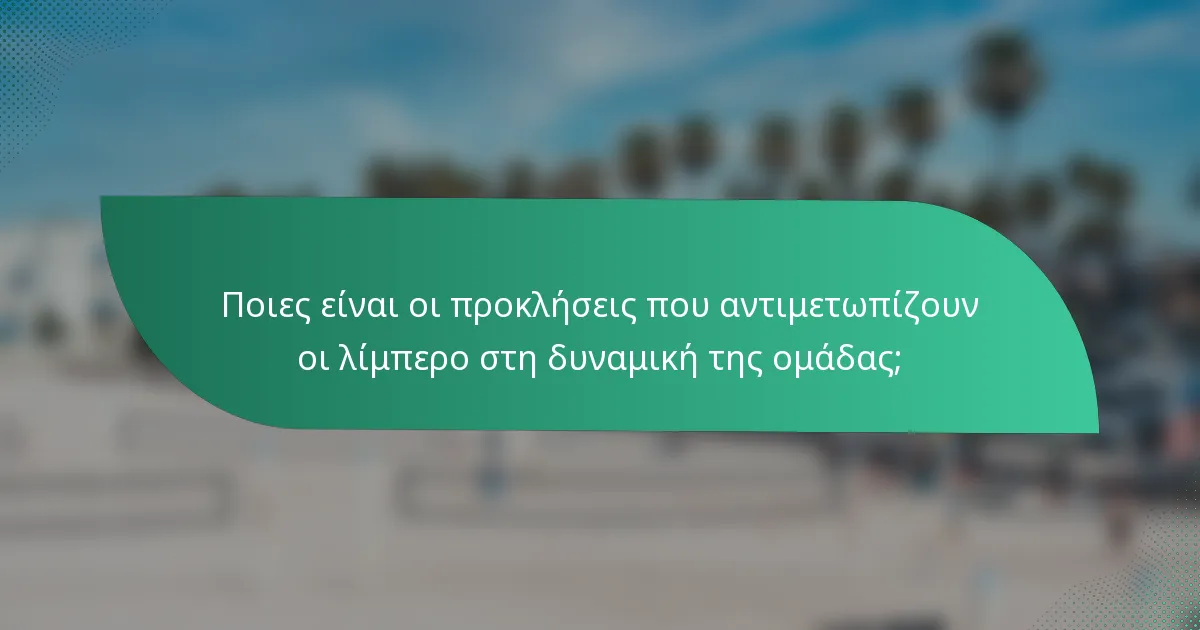 Ποιες είναι οι προκλήσεις που αντιμετωπίζουν οι λίμπερο στη δυναμική της ομάδας;