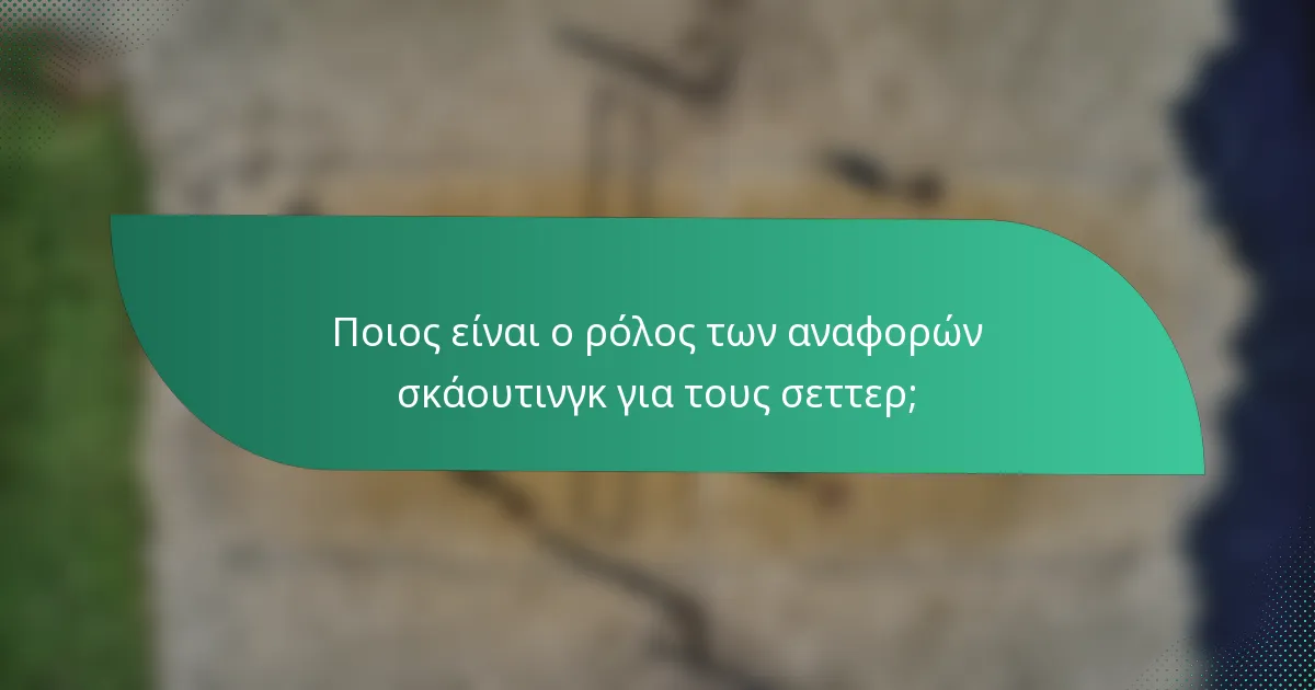 Ποιος είναι ο ρόλος των αναφορών σκάουτινγκ για τους σεττερ;